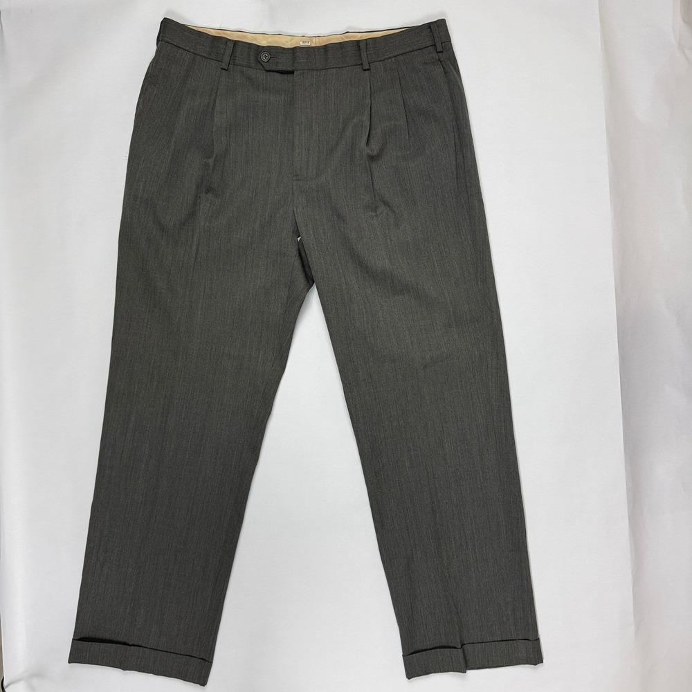 Brooks Brothers 1818 Madison Mens 38x30 Charcoal Gray Wool Pleated Dress Pants